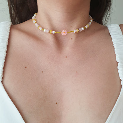 Collar Floralia (amarillo y rosa)
